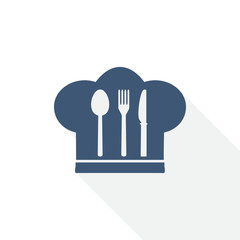 Flat design chef hat vector icon, cook and kitchen concept illustration