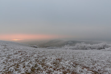 Fog winter landscape