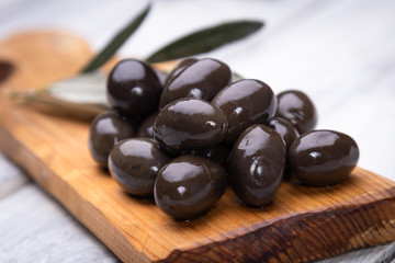 Pickled olives ready to eat, healthy food used in mediterranean cuisines