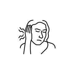 ear cold line icon on white background