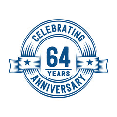 64 years logo design template. 64th anniversary vector and illustration.