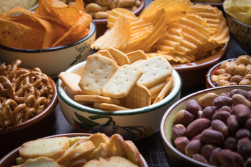 Salty snacks served as party food