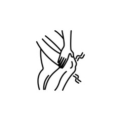 knee pain line icon on white background