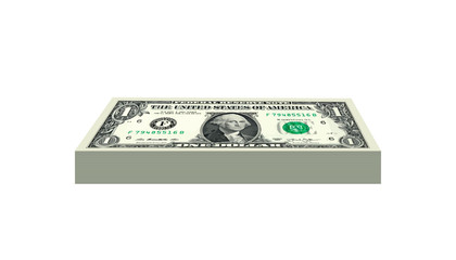 1 Dollars bundle money realistic paper banknotes of USA - vector one size, business art illustration	