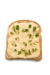 Slice of bread with spread on top