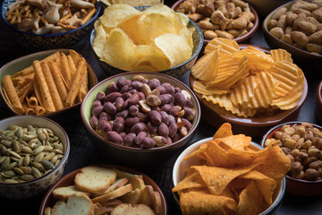 Salty snacks served as party food