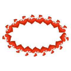 Vector drawing of a beautiful frame for Valentine's Day. The 14th of February.Oval, Round Frame for text on a white isolated background. St. Valentine's Day.