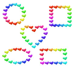 Vector drawing of a beautiful frame for Valentine's Day. The 14th of February.Oval, Round, Rectangular Frame for text on a white isolated background. St. Valentine's Day. LGBT