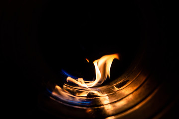 smoke and fire inside the air duct in the ventilation system, the front and back background is...
