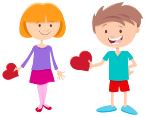 valentine card with girl and boy characters