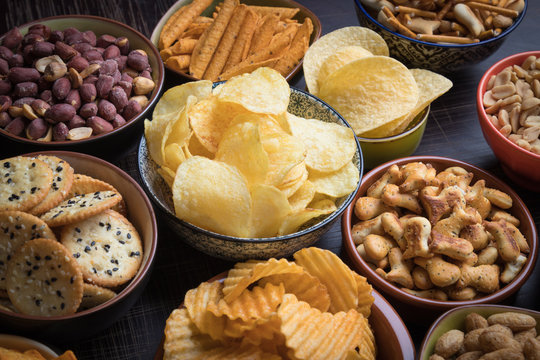 Salty snacks served as party food