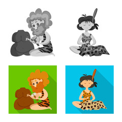 Isolated object of evolution and prehistory icon. Set of evolution and development stock vector illustration.