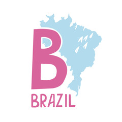 Vector. Letter B and country Brazil. For alphabet, coloring, creativity, business ideas.