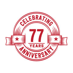 77 years logo design template. 77th anniversary vector and illustration.