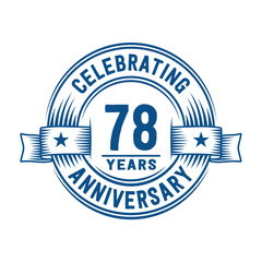78 years logo design template. 78th anniversary vector and illustration.