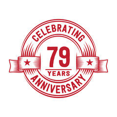 Obraz premium 79 years logo design template. 79th anniversary vector and illustration.