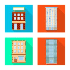 Vector illustration of municipal and center icon. Collection of municipal and estate stock symbol for web.