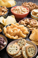 Salty snacks served as party food
