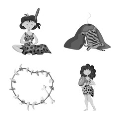 Isolated object of survival and history symbol. Set of survival and prehistory stock vector illustration.