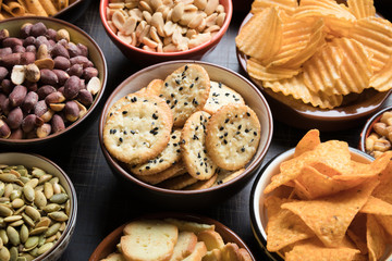 Salty snacks served as party food