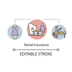 Burial insurance concept icon. Financial help with funeral. Family member loss. Monetary help idea thin line illustration. Vector isolated outline RGB color drawing. Editable stroke