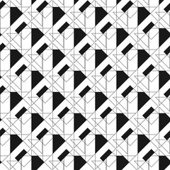 Modern geometric seamless pattern with triangle, circle, square shapes.