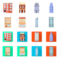 Vector illustration of municipal and center sign. Collection of municipal and estate vector icon for stock.