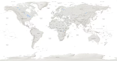 Crédence de cuisine en verre imprimé Carte du monde carte du monde avec des capitales et des descriptions sur fond blanc