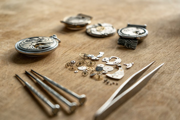 Watchmaker's workshop, mechanical watch repair
