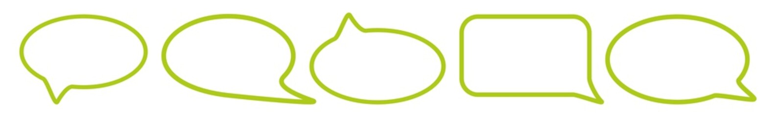 Obraz premium Speech Bubble Balloon Icon green | Blank Shape Bubbles | Communication Symbol | Message Logo | Cartoon Sign | Isolated | Variations