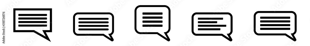 Poster speech bubble balloon lines icon black | shape text bubbles | communication symbol | message logo | 