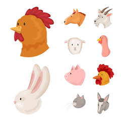 Isolated object of farm and head sign. Set of farm and homemade vector icon for stock.