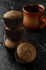 Chaga muffins with chaga coffee - Superfood Trend on white background