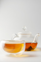 Chaga mushroom tea. medicinal drink with pieces of chaga