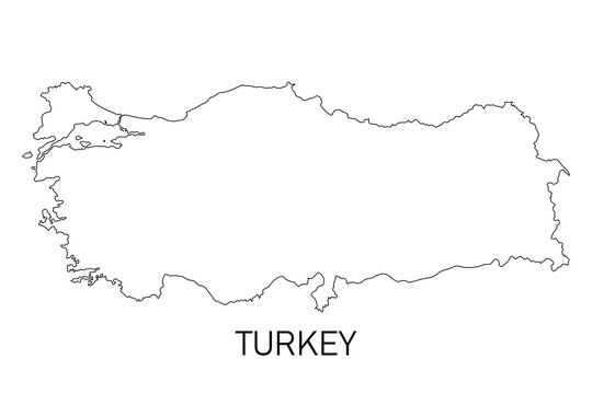 Turkey Map Line Drawing. Isolated Vector Illustration.