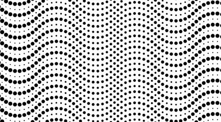 Abstract wavy halftone dots background vector design.