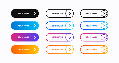 Set of Read More web buttons vector design.