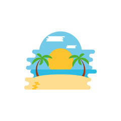 Isolated beach with palm trees vector design