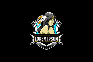 Women American Native vector logo template