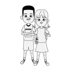 happy boy and girl wearing casual clothes, flat design