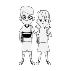 Happy boy and girl standing icon