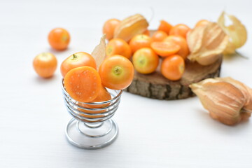  natural cape gooseberry on wooden background