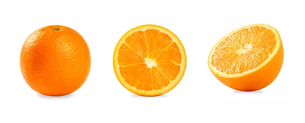 Foto op Canvas Fresh oranges  with half isolated on white background © Suraphol