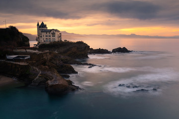 Sunset from the coast of Biarritz at the Basque Country.