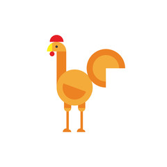Vector illustration of a roaster farm animal in simple geometric shape. It can be good as design element of farm re