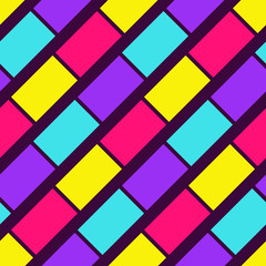 Seamless geometric pattern with colorful rectangles.