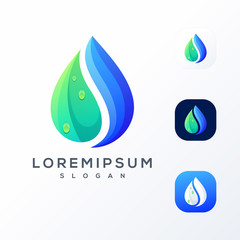 leaf water negative space logo design ready to use
