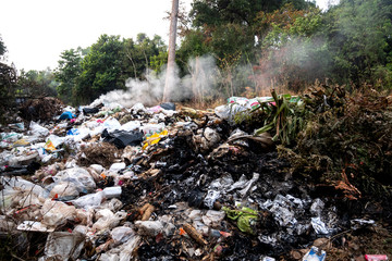 Garbage pollution from small towns  Incinerated and disposed of incorrectly A source of pollution And spread the disease.Smoke of burning garbage into the air- pollution from waste garbage .