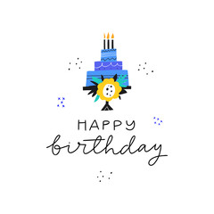 Naklejka premium Happy Birthday flat vector greeting card template