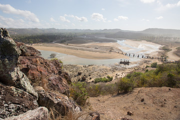 Scenic view of amazing tropical beach. Nature composition and vibrant colors.